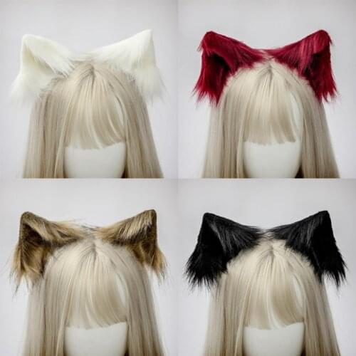 Handmade Realistic Faux Fur Kitten Wolf Ears Hair Clips Furry Animal Beast Alligator Hairpin Lolita Anime Halloween Cosplay M6CD