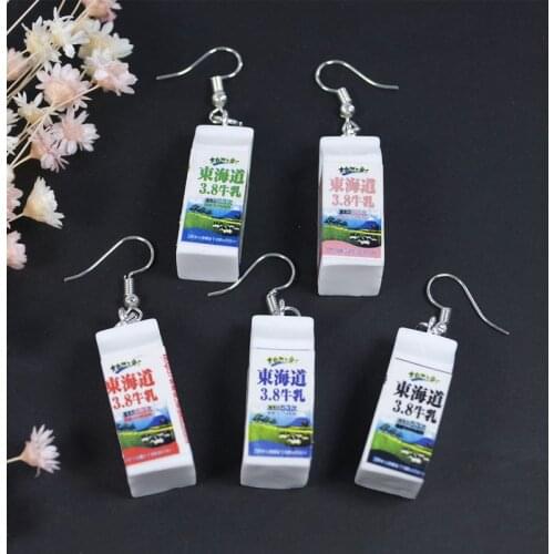1Pair Women Drop Earrings resin Fashion Milk Carton Bottle Drink Cup Handmade Earrings Jewelry For Woman And Children