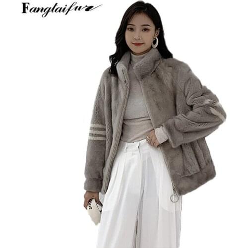 Fang Tai Fur Winter Import Velvet Mink Fur Coat Mandarin Collar Slim Natural Fur Coats Womens Short Real Mink Fur Coats