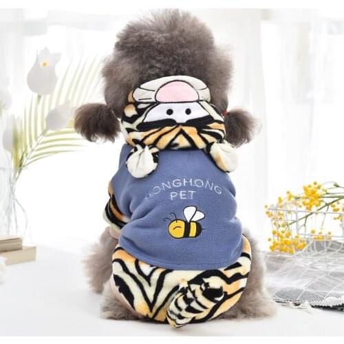 Cute Tiger Pet Dog Fleece Hoodie XS XXL XXXL Winter Thicken Puppy Cat Apparel disfraz de halloween para perro Coat Supplies