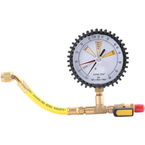 1/4in 1~60bar Air Conditioning Refrigeration Nitrogen Pressure Test Gauge Pressure Test for R134a, R22, R407C, R410A refrigerant