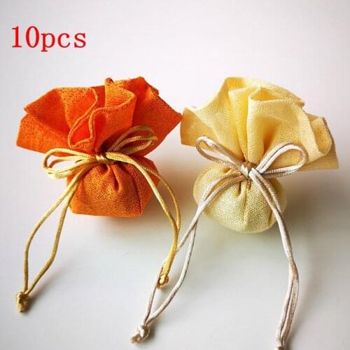 10pcs Solid Color Drawstring Pocket Mini Cosmetic Earrings Dried Flower Tea Gift Packing Sack Wedding Party Round Bottom Goodie