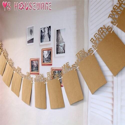 12 Months Photo Frame Banner First Happy Birthday Decorations 1st Baby Boy Girl My 1 One Year Party Supplies