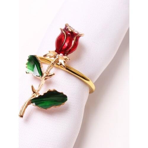 12pcs/lot New Valentines Day Napkin Ring Rose Flower Napkin Button Wedding Party Tableware Napkin Ring Desktop Decoration