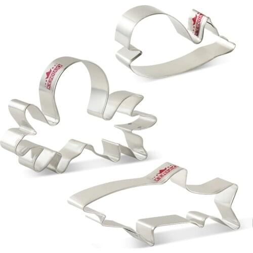 KENIAO Sea Creature Cookie Cutters Whale / Octopus / Shark Biscuit Bread Cutters for Kids - 3 Piece - Stainless Steel