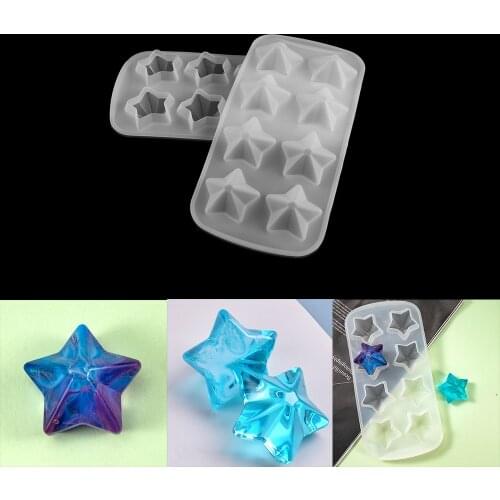 8 Grid 3D Star DIY Crystal Epoxy Resin Molds Translucent Pendant Star Diamond Jewelry Homemade Silicone Mould For Resin Art