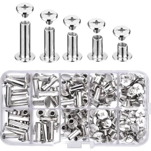 80pcs M5*6/10/12/15/18 Nickel Plated Chicago Screws, Snap Rivet Books Butt Screw, Photo Album Binding Screws