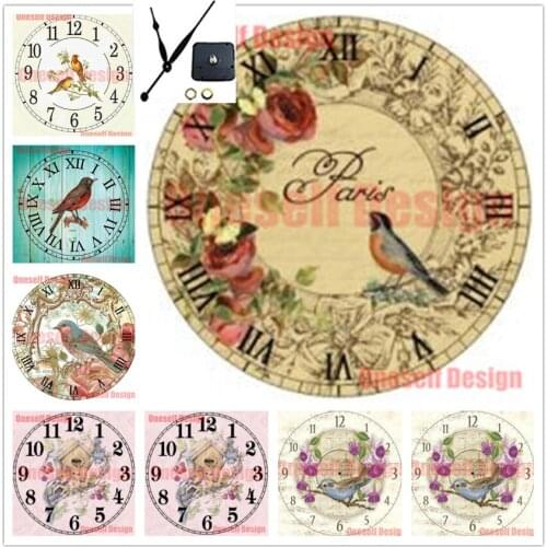 5d diamond painting with clock brid 5d diamond mosaic sale flkower clock cross stitch embroidery decoration home wall sticker