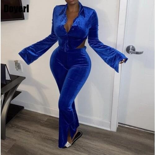 Velvet Sexy Two Piece Pants Set for Women Party Backless Crop Top Pants Suit Fall Winter Club Outfits for Women Matching Sets