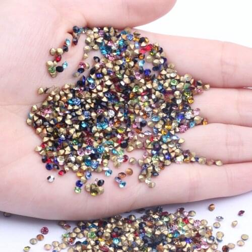 Shiny Glass Rhinestones Many Colors ss6-ss10 1.9-2.8mm Mini Pointback Stones Loose Strass Bead DIY Nail Art Decoration