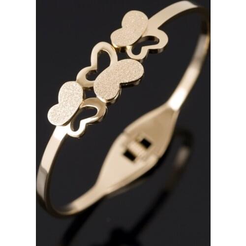 Trendy Hollow Matte Butterfly Design Gold Bangle Bracelet For Women Fashion High Quality Stainless Steel Cuff Bangles Jewelry