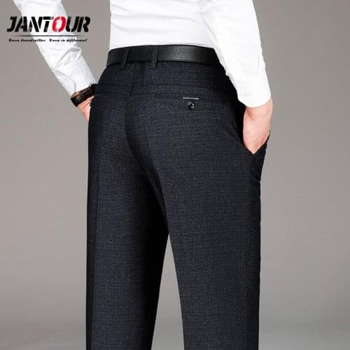Autumn Winter Business Loose straight Pants For Men Cotton Formal Classic Office Suit Trousers Big Size 28-40 42
