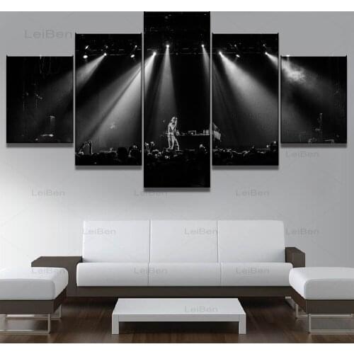 Five-Piece Black and White Canvas Painting Music Concert Art Poster On The Wall Home Decoration Modular Picture Frameless Mural