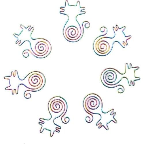 Colorful Curly Tail Cat Paper Clip Bookmark Safe Pin Clip Paper Clips Decorative Cute Paper Clips Cute Clip Metal Clips Design