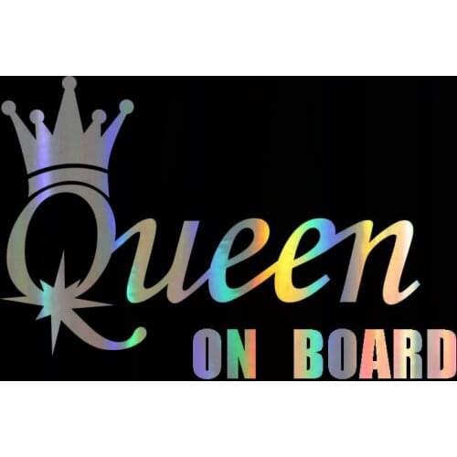 Dawasaru Queen on Board Laser Car Stickers Waterproof Sunscreen Decals Windows Laptop Motorcycle Auto Accessories PVC,15cm*9cm