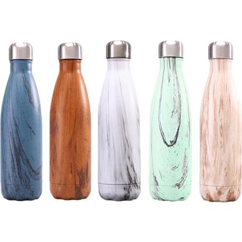 Wood Grain Series LOGO Custom Thermos Bottle Vacuum Flasks Stainless Steel Water Bottle for drinkingPortable Sports Gift Cups