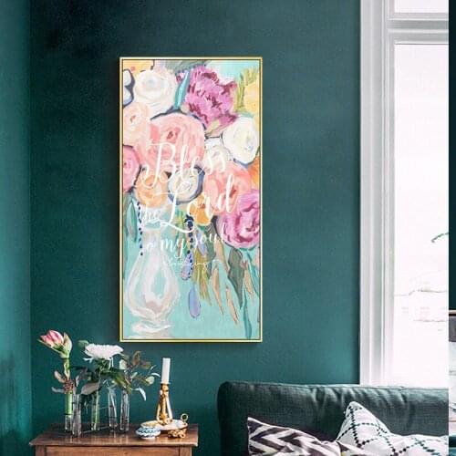 EECAMAIL Nordic-style Diamond Painting Full Diamond Vertical Version Abstract Flower Fresh Diamond Embroidery Bedroom Home Deco