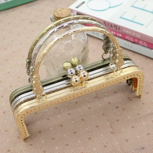 Elegant Vintage 5Pcs/lot 18cm Square Three Flowers Knurling Metal Opening Bags DIY Sewing Accessories Purse Frame Kiss Clasp