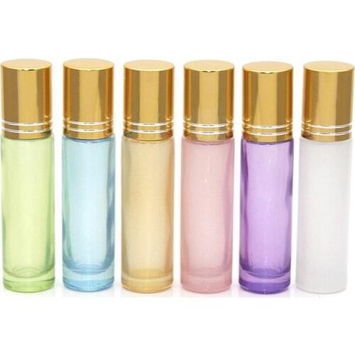 20 X 10ml Pearl Colorful Thick Glass Jar Portable Essential Oil Perfume Empty Roll Bottles Travel Refillable Rollerball Vial