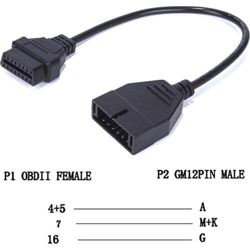 Adapter Cable 12pin to OBD2 16pin Connector for GM Car