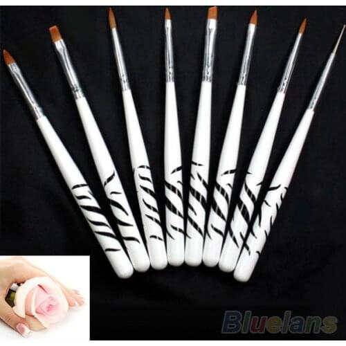 50% Hot Sale 8PCS Zebra Nail Art Dotting Manicure Painting Drawing Polish Brush Pen Tools