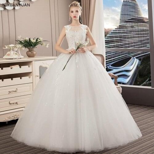 Vestido De Noiva High Quality 2021 O-neck Hot Sales Lace Wedding Dress Applicue Sexy Backless Embroidery Wedding Frock