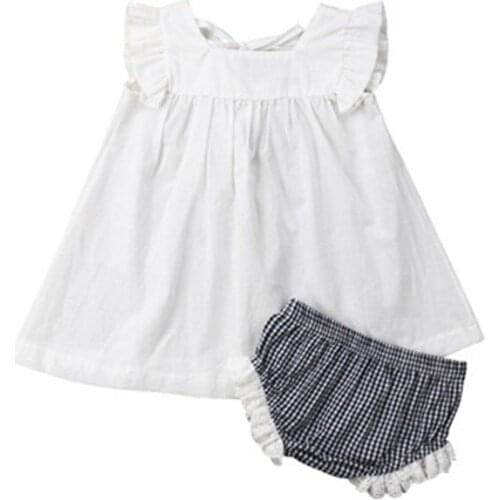 2019 Fahion Newborn Baby Girls Summer Dress Tops Tutu Pants 2PCS Outfits Clothes Set 0-24M Toddler Girl Clothes New Cotton