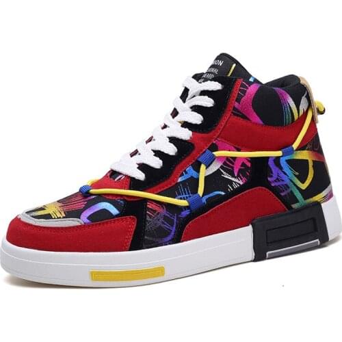 2020 summer personality mens casual board shoes step cloud (cold touch) flower cloth high help sneaker dad high