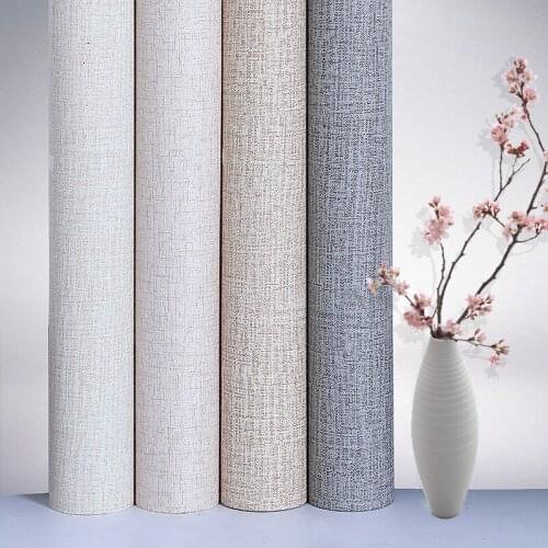 Wallpapers Youman 60cmX10m Modern Simple Linen Self-adhesive Solid Color Wall Paper Bedroom Dormitory Sticker Renovation Sticker