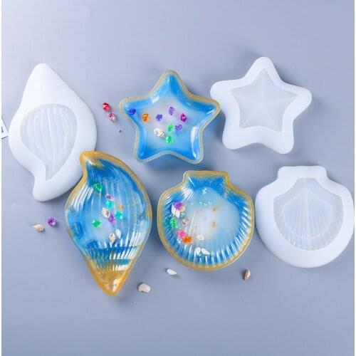 NOT AS LOMG diy glue mold type 3 dishes, starfish, conch shell mold, silicone handmade household goods craft jewelry mirror mold
