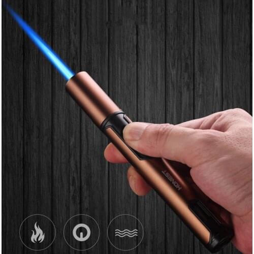 New Honest Butane Gas Inflatable Windproof Direct Cigar Lighter Long Slender Spray Gun Metal Portable Outdoor BBQ Smoking Gift