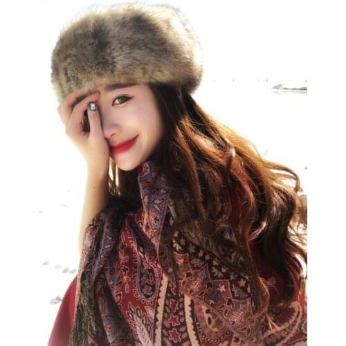 Mingjiebihuo new fashion Autumn and winter imitation fur thickening hat no top hat warm hat collar headgear female flawless hat