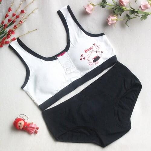New Lovely Bra Girls Underwear Cotton Bra Vest +Briefs Sets Children Underclothes Sport Undies Bustier Crop Top wholesale