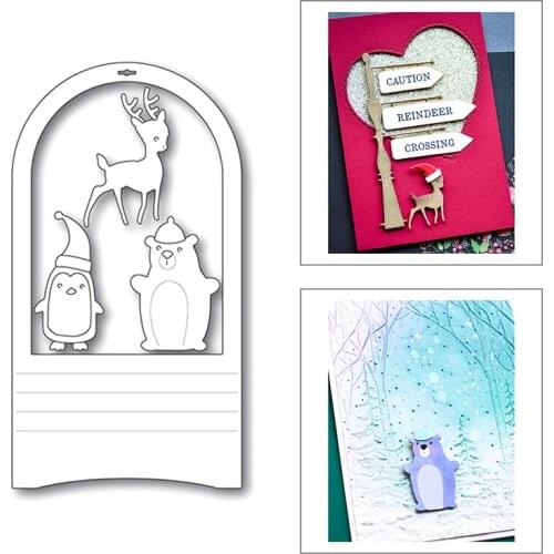 2020 New Christmas Frame Background Metal Cutting Dies For Cut Paper Craft Making Tag Elk Penguin Bear Card Album Scrapbooking