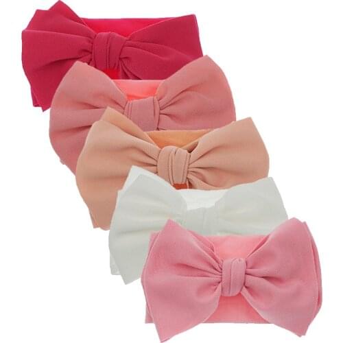 30pc/lot Large 7" Fabric Bows With Wide Nylon Headband Girls Kids WideTurban Headband Bowknot Head wraps Children Girls Headwear