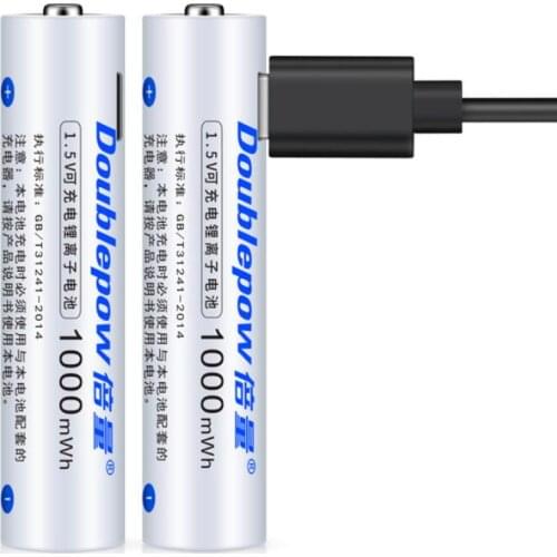 Original 1.5V AAA rechargeable battery 1000mWh USB rechargeable lithium polymer battery fast charging via Micro USB cable