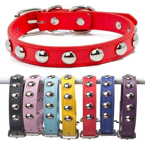 Pet Puppy Collar Fashion Colorful Leather Dog Collar Studded Collars for Small Dogs Cats Newborn French Bulldog ID Neck Strap