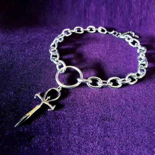 Gothic Punk Vampire Ankh Chain Choker Necklace Occult Dracula Symbol Gift For Women Best Friends New Fashion Jewelry Wholesale