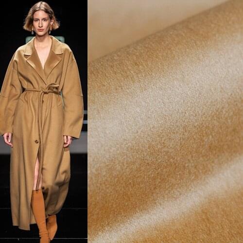 Pearlsilk Camel Double-side Overcoating 100%Wool Fabrics Materials Textile Winter Women Overcoat Sewing Cloth Freeshipping