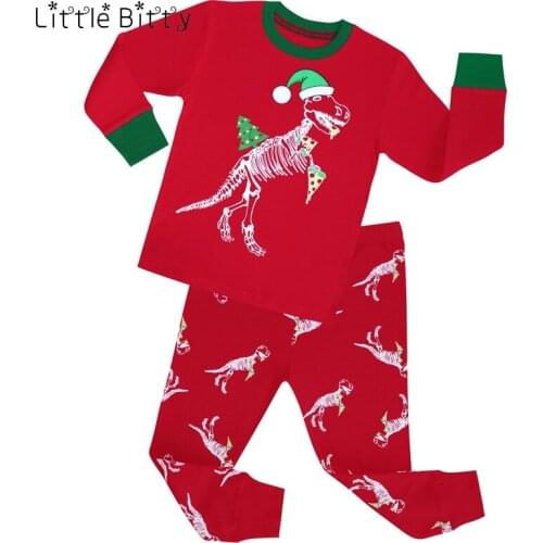 100 Cotton Long Sleeve Kids Christmas Dinosaur Pajamas Pijamas Infantil Children Sleepwear Baby Girls Clothes Boys Pyjamas 1-8T