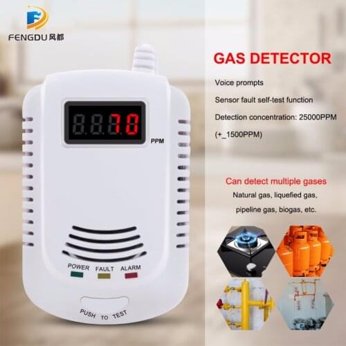 Wired Gas Detector Combustible Gas Sensor Gas Leakage Alarm Tester Sensor Light Voice Prompt Warning for Home Kitchen