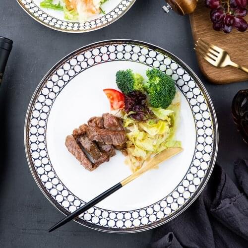 Restaurant Steak Plate Fangju Tableware Wood Maze 8 Inch Deep Plate Dinner Plate Tableware