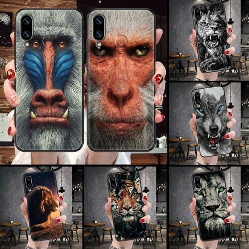 Tiger lion monkey animal Phone case For Huawei Honor 6 7 8 9 10 10i 20 A C X Lite Pro Play black luxury bumper silicone