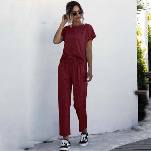 2020 Two Piece Set Summer Track Suit Ladies Tracksuit Short Sleeve Sweat Suits Women 2 Piece Set Two Piece Outfits Top And Pants