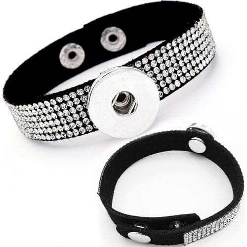 Students bracelets 8colors Unisex Cloth with crystal snap button jewelry (fit 18mm 20mm Snap) XH9566