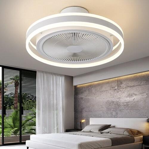 LED Ceiling Fan with Lighting Modern Dimmable 3 Speeds Quiet with Remote Control Lamp for Bedroom Kitchen Dining Hall Study 50cm