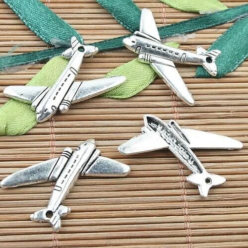 Tibetan Silver color airplane design charms 12pcs EF0064