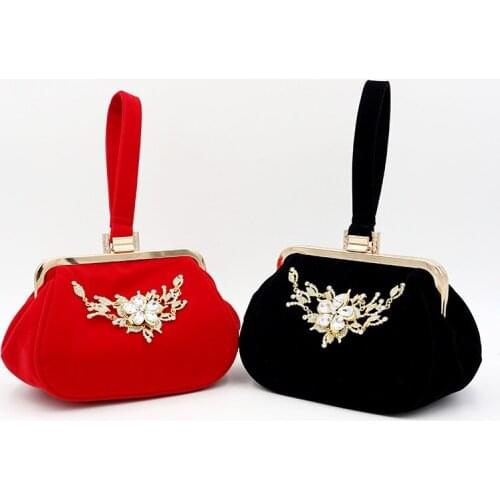 Suede Folk Style Dumpling Bags Evening Party Clutch Bag Daily Outdoor Purse Solid Rinestone Pouch Handbags With Chain