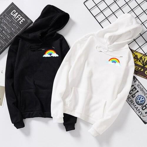 Female Sweet Cartoon Japanese Streetwear Pullovers Korea Large Size Casual Cute Long Sleeve Loose Rainbow Sweatshirt