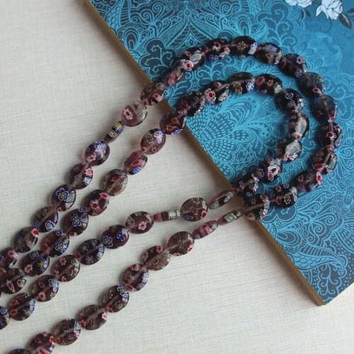 10x12mm oval millefiori glass beads,1.2mm hole for jewelry use,33 beads per lot